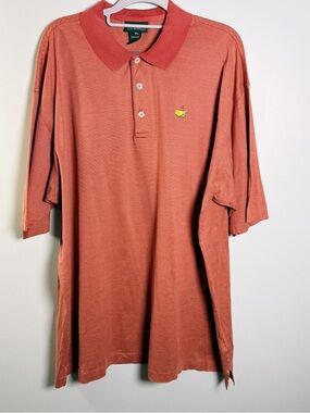 Masters Short-Sleeve Polo in Rust Orange Stripe Mens XXL Italy Cotton
